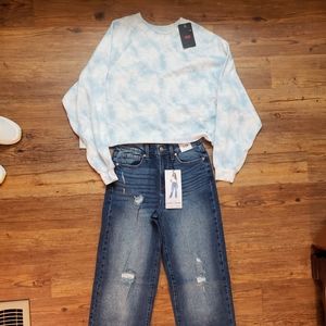 Levis Womens Jersey M cropped blue super cute soft nwt long sleeve.